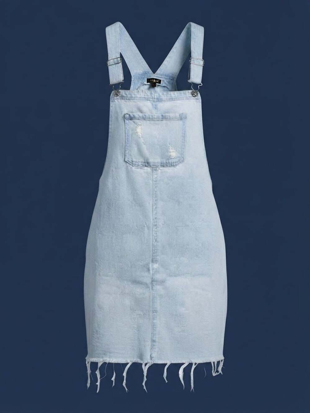 Wild Fable Women's Light Wash Distressed Denim Overall Mini Dress Large